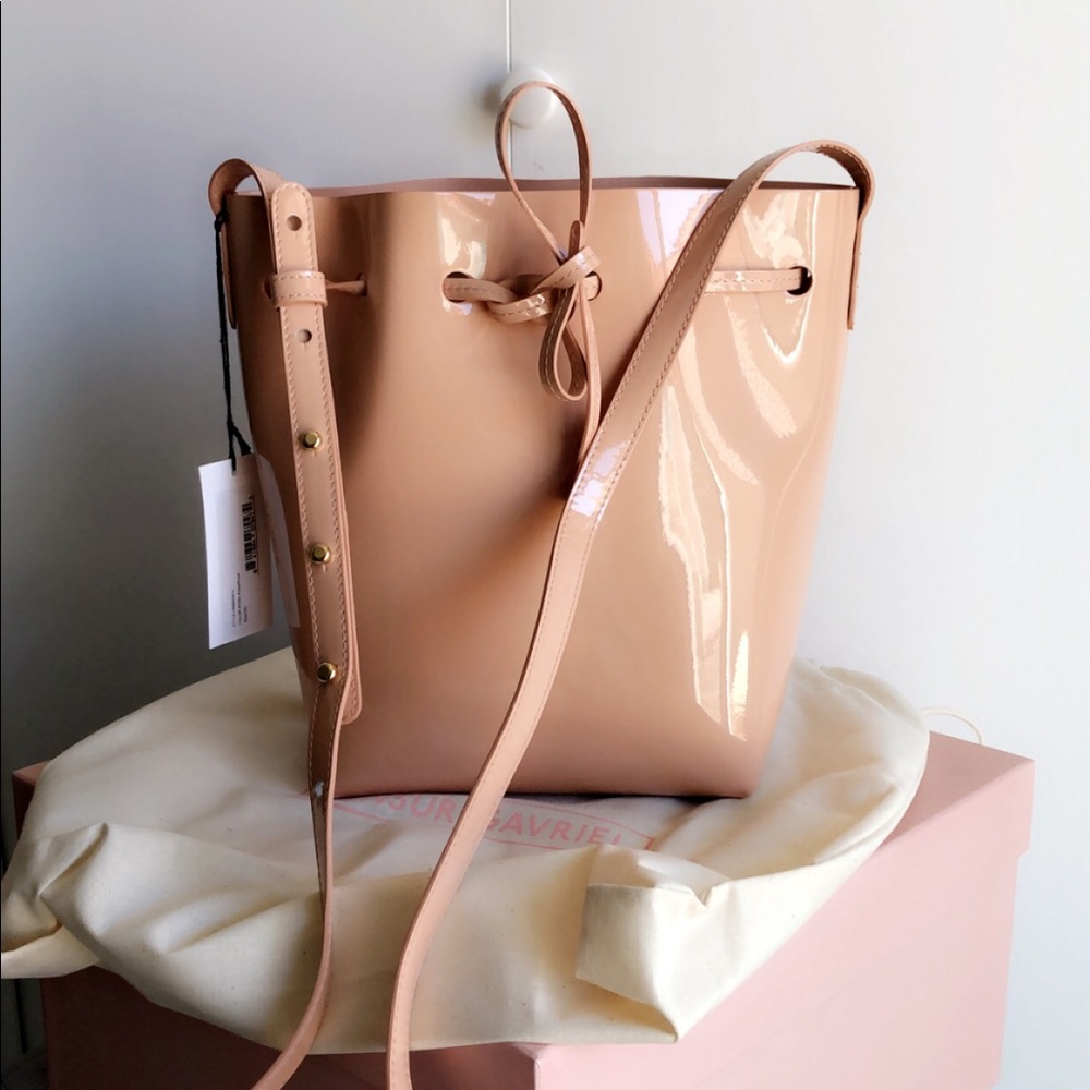 NWT Mansur Gavriel Rosa Patent Mini Bucket Bag